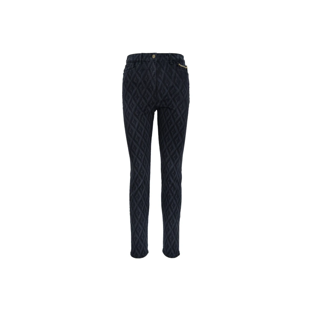 Elisabetta Franchi Gouden knoop rits dames jeans Black Dames
