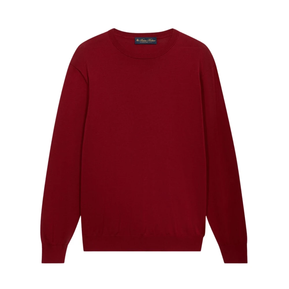 Brooks Brothers Men's Red Mercerized Cotton Crewneck Jumper - Round-Neck Knitwear - 2XL - Knitwear