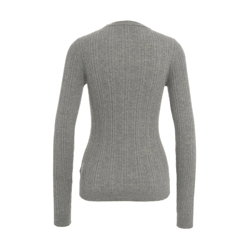 Jucca Italiaanse Gebreide Crew Neck Sweatshirt Gray Dames