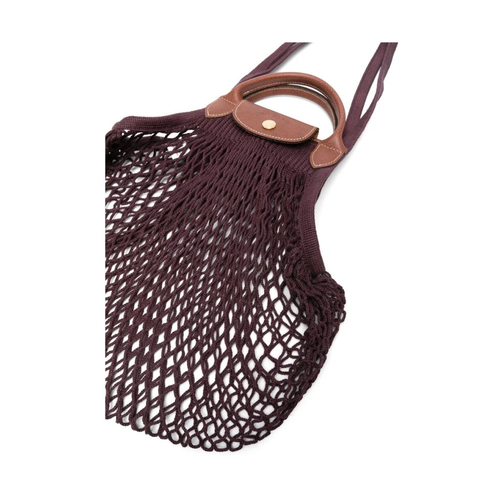 Longchamp Paars Bruin Mesh Schoudertas Purple Dames