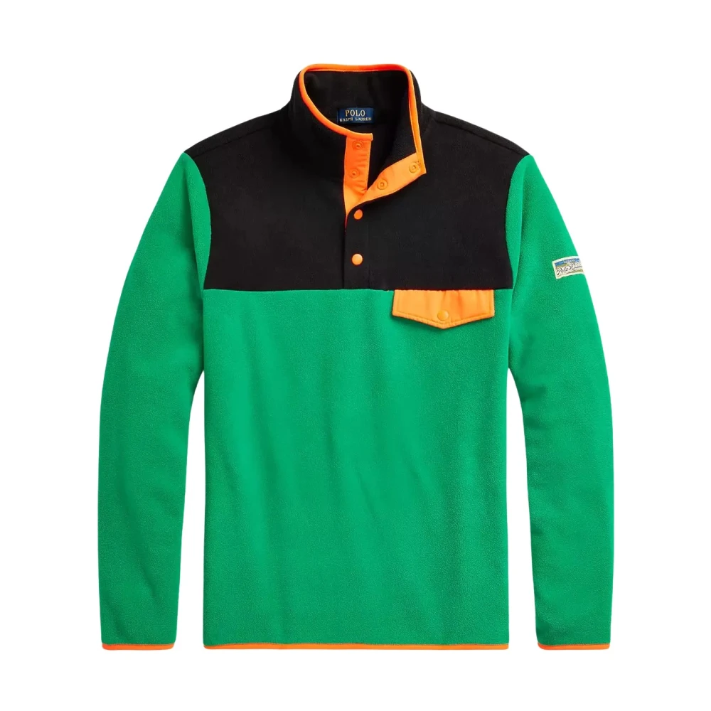 Ralph Lauren Color-Blocked Fleece Pullover met Geborstelde Binnenkant Green Heren