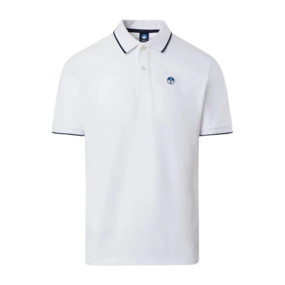 North Sails Men's White Cotton Striped Collar Polo Shirt - Polo Shirts - 2XL- Tops