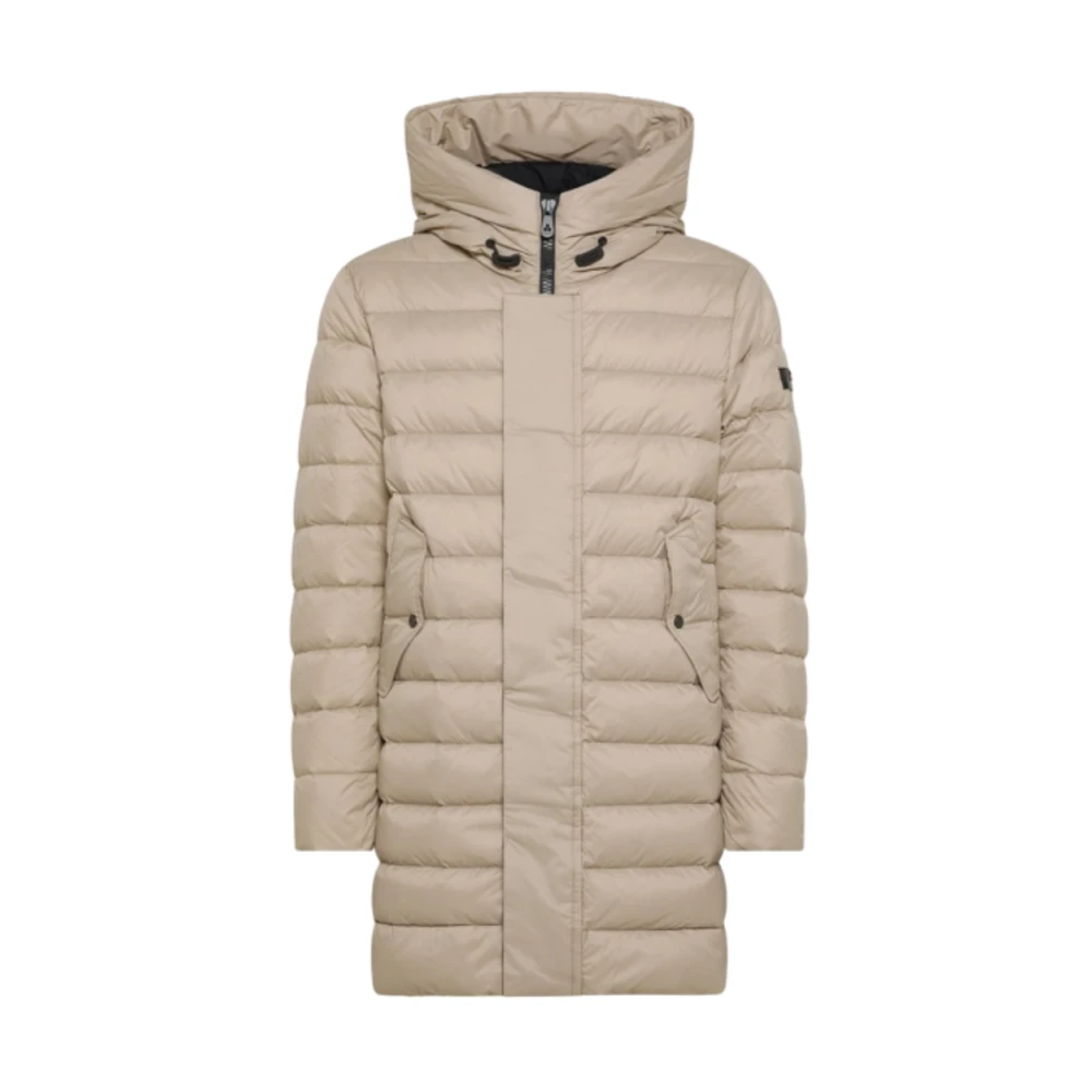 Peuterey Lichtgewicht Lange Nylon Pufferjas Beige Heren
