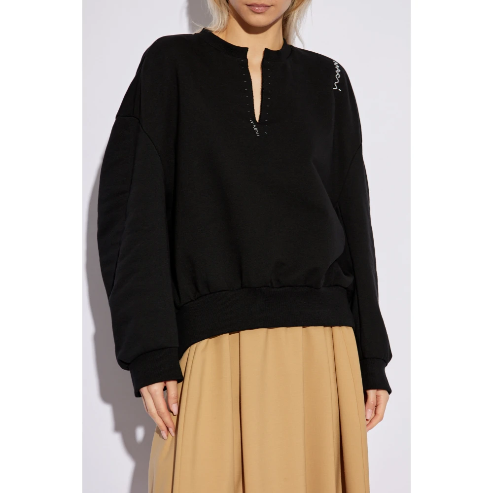 Marni Sweatshirt met decoratieve stiksels Black Dames