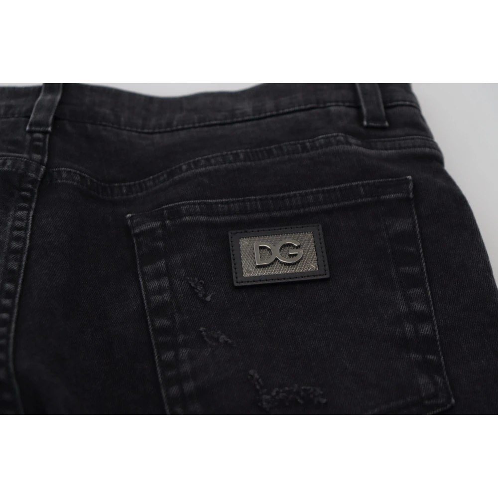 Dolce & Gabbana Zwarte Versleten Denim Jeans Black Heren