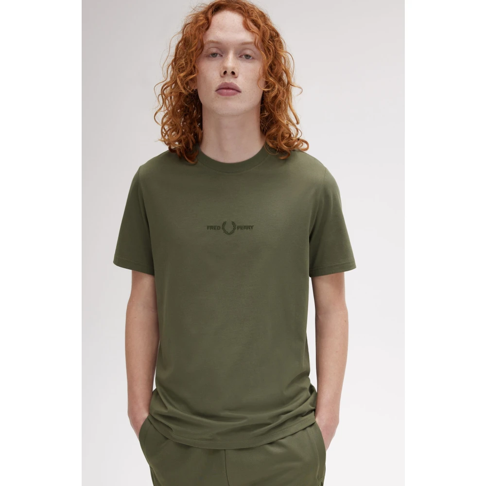 Fred Perry Geborduurd T-shirt Groene Top Green Heren