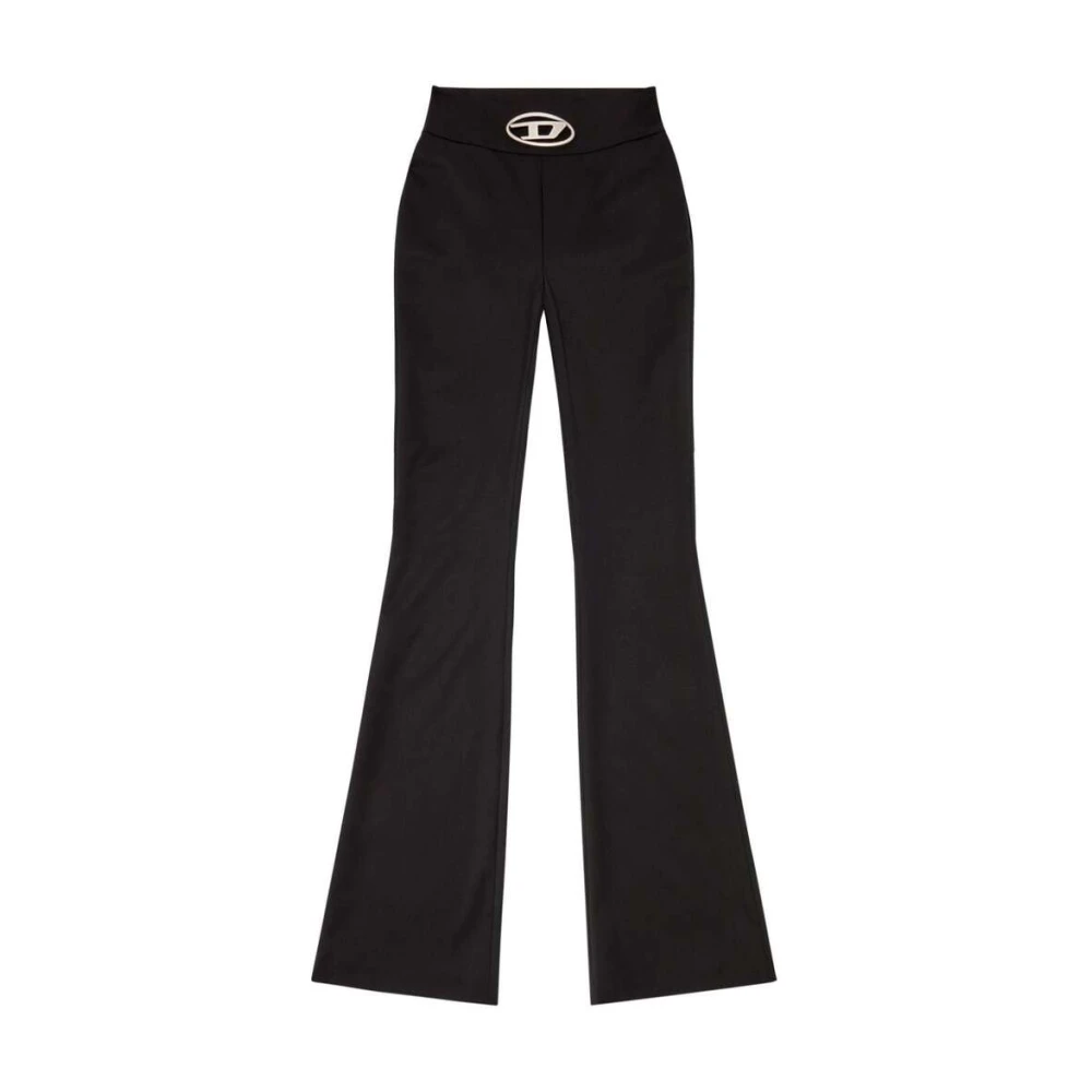 Diesel Zwarte Gebreide Flared Broek met Uitgesneden Details Black Dames