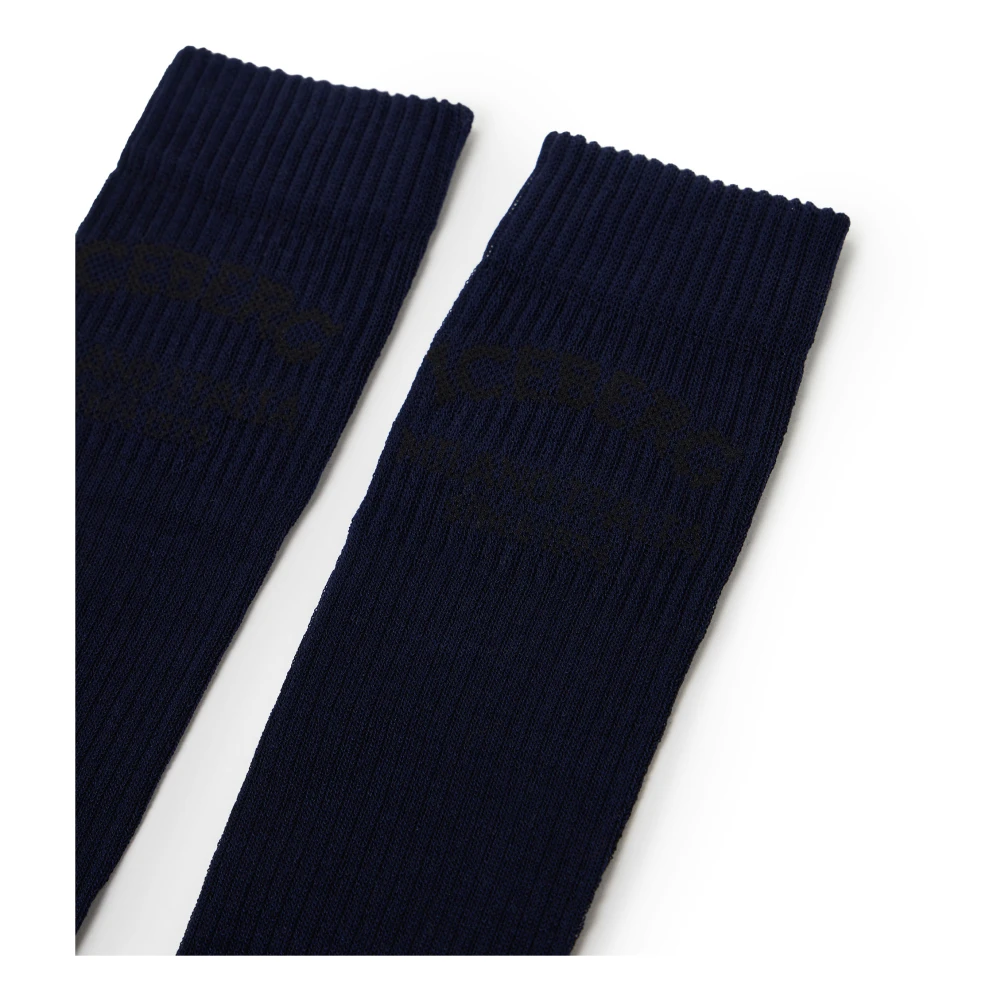 Iceberg Blauwe sok met jacquard Milano Italia logo Blue Dames