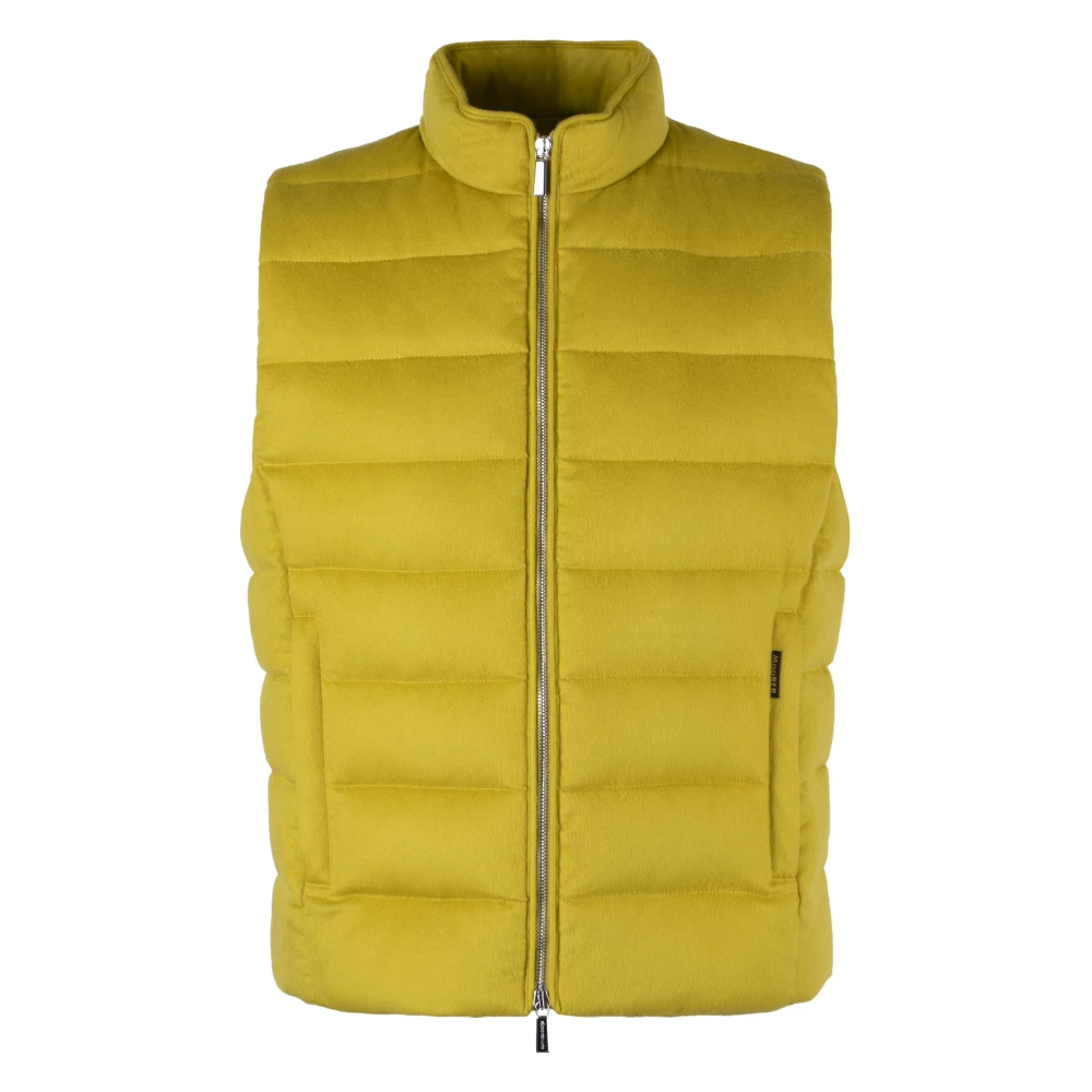 Moorer Ganzendons Kasjmier Rits Vest Yellow Heren