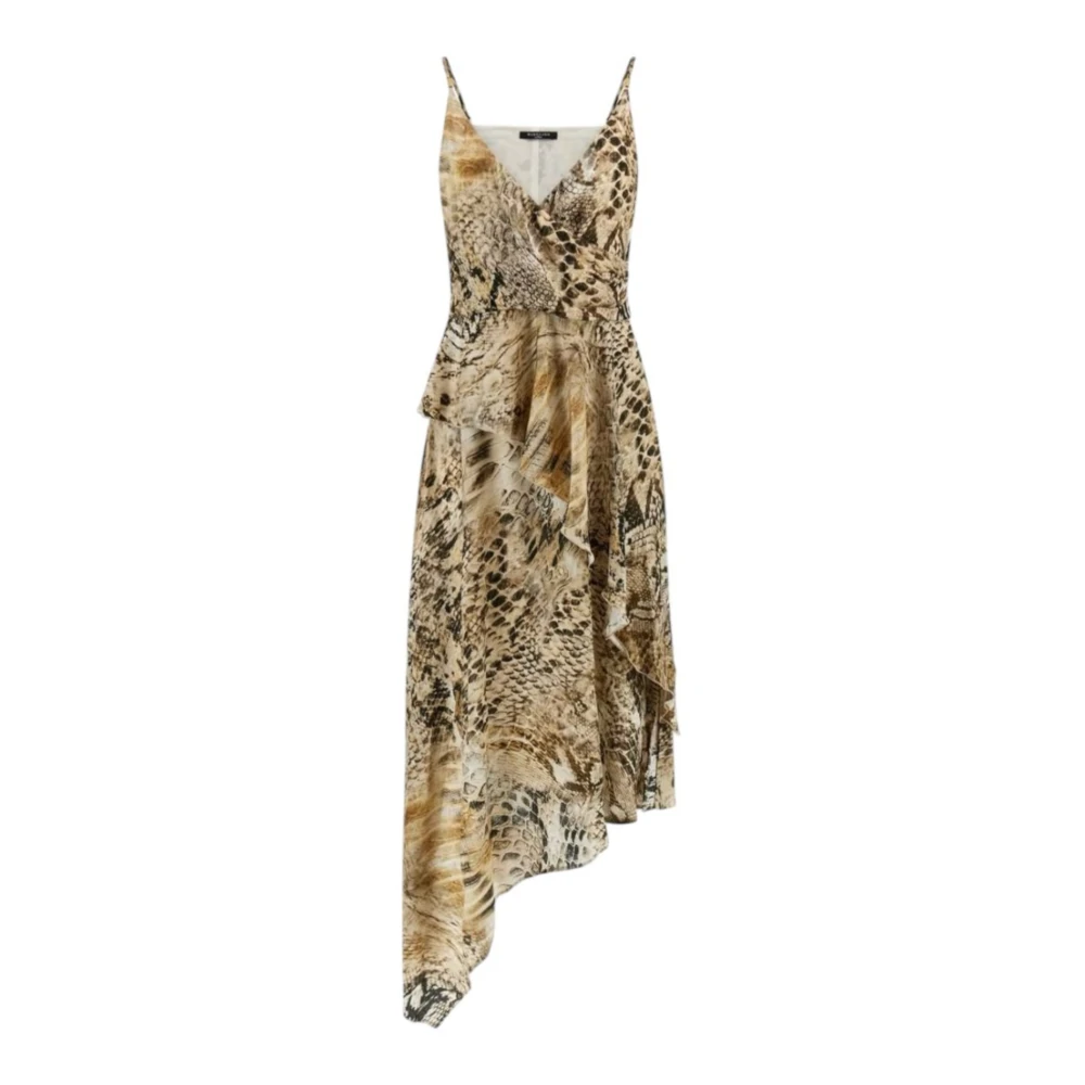 Guess Women's Multicolor Midi Dresses, Xl, Animalier Asymmetric Midi Dress