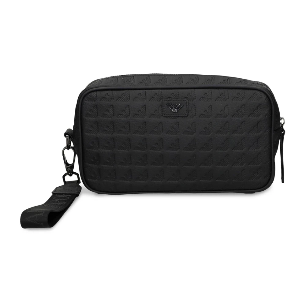Emporio Armani Portemonnee met reliëflogo en polsband Black Heren