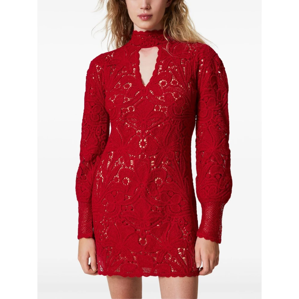 Twinset Rode Wollen Jurk Aw24 Red Dames