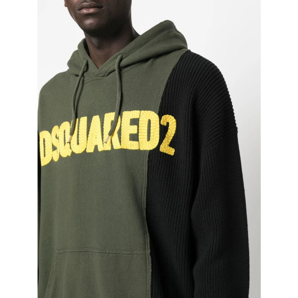 Dsquared2 Militair Groene Patchwork Hoodie Green Heren