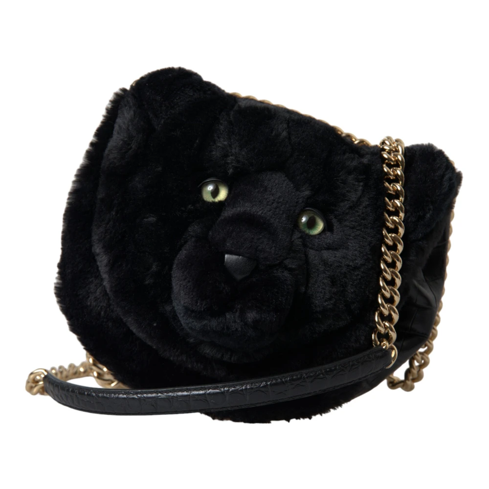 Dolce & Gabbana Exclusieve Panther Schoudertas met Krokodillenprint Black Dames