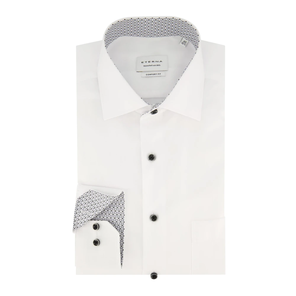 Eterna Zakelijk Overhemd Wit Wide Spread Kraag White Heren