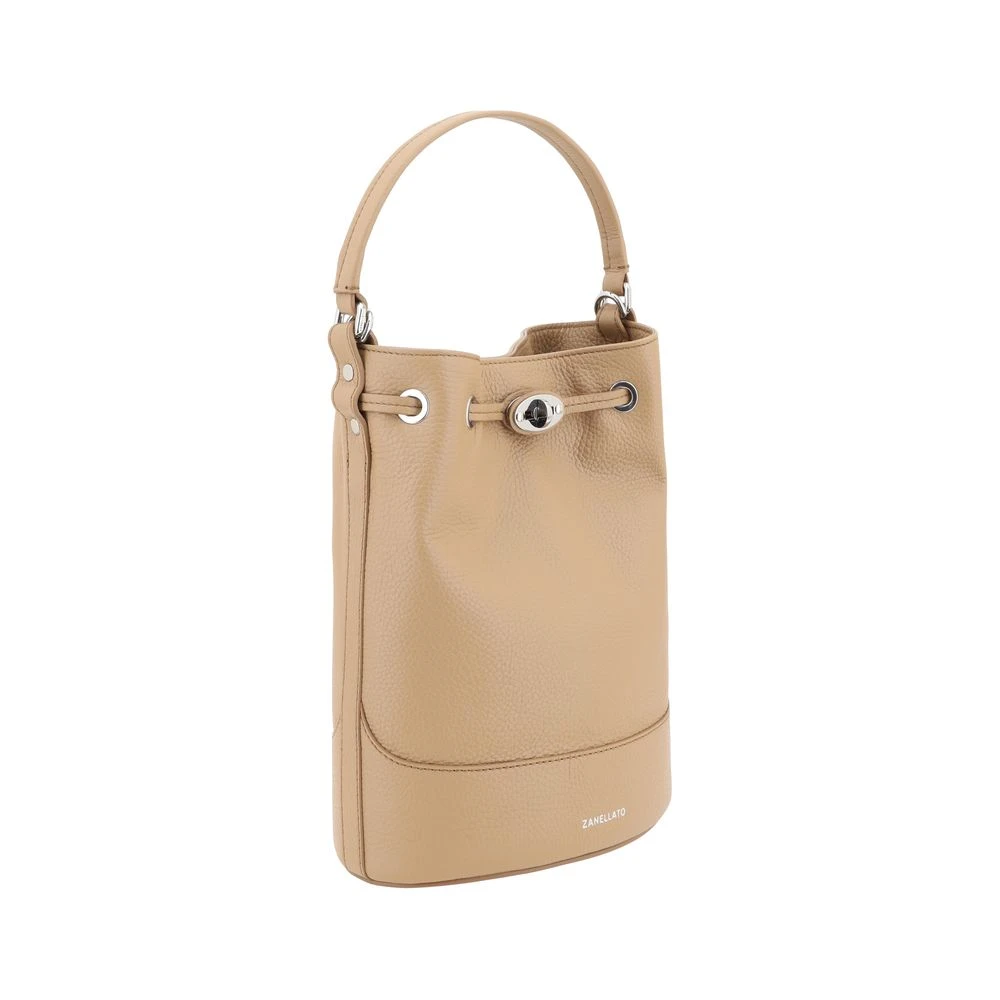 Zanellato Leren Bucket Bag met Trekkoordsluiting Beige Dames