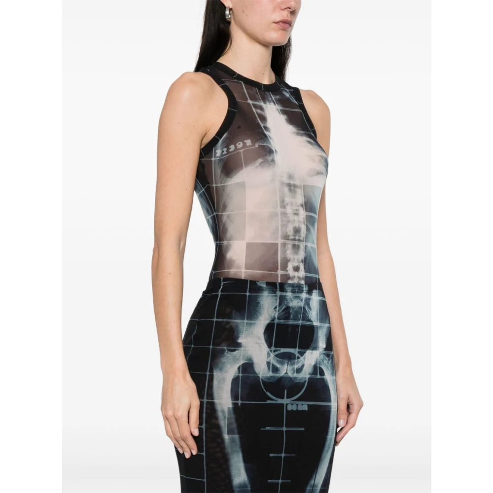 Jean Paul Gaultier Zwarte bodysuit met transparant ontwerp Black Dames