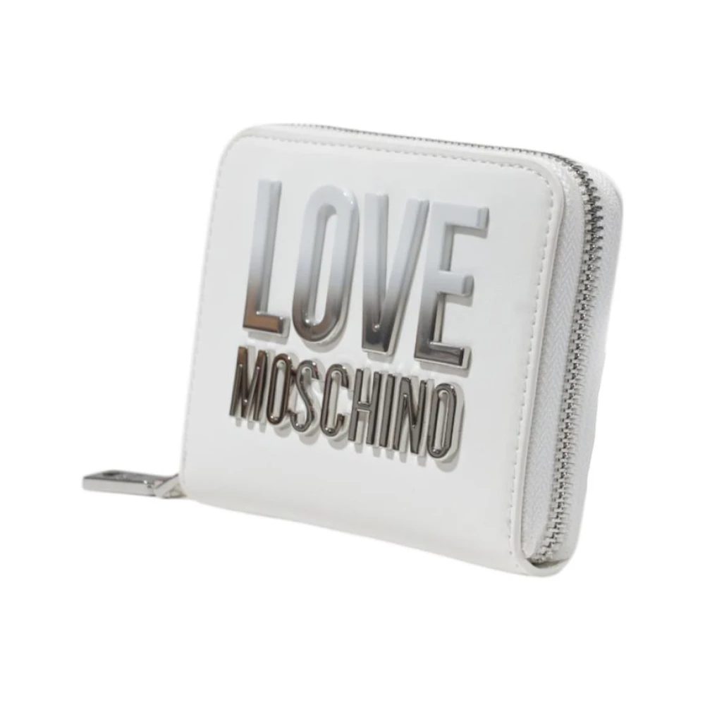 Love Moschino Stijlvolle Bedrukte Portemonnee met Ritssluiting White Dames
