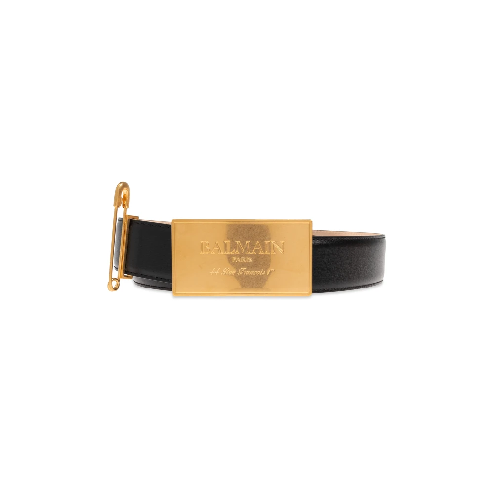 Balmain Leren riem met veiligheidsspeld Black Dames