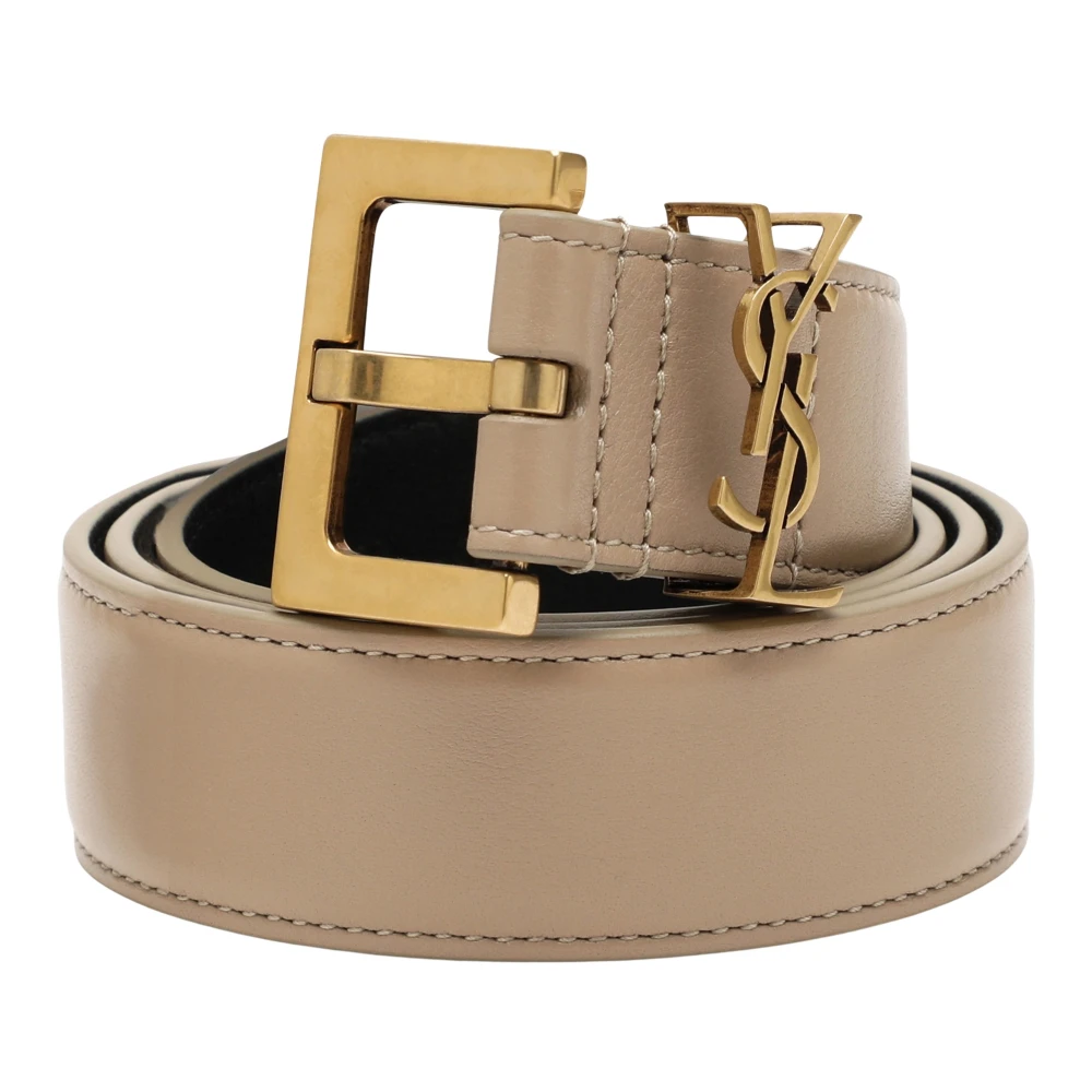 Saint Laurent Stijlvolle leren riem voor mannen Beige Dames