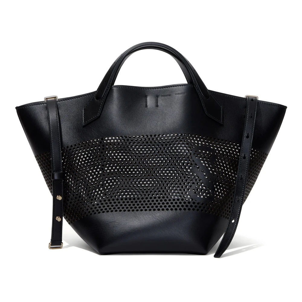 Proenza Schouler Perforerad läder stor Chelsea Tote väska Black, Dam