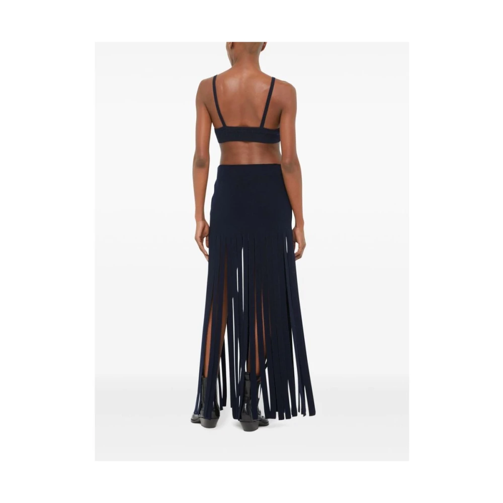 Alanui Midnight Blue Gebreide Rok met Franje Blue Dames