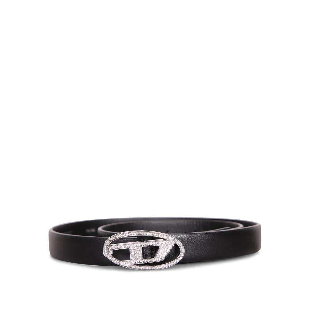 Diesel Vrouw Zwart Accessoires Dames, 85 Cm, Leer, B-1Dr Strass Riem