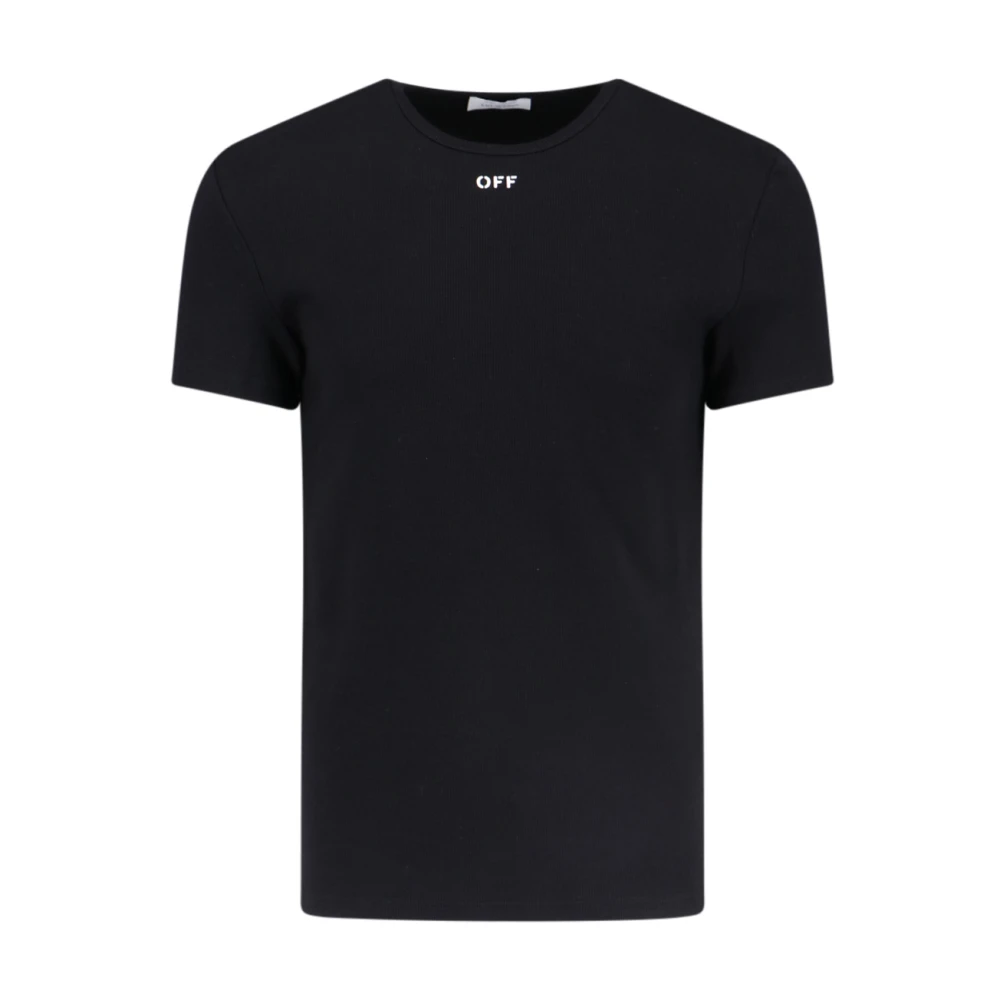 Off White Svart Logotyp T-shirt Bomull Kortärmad Black, Herr