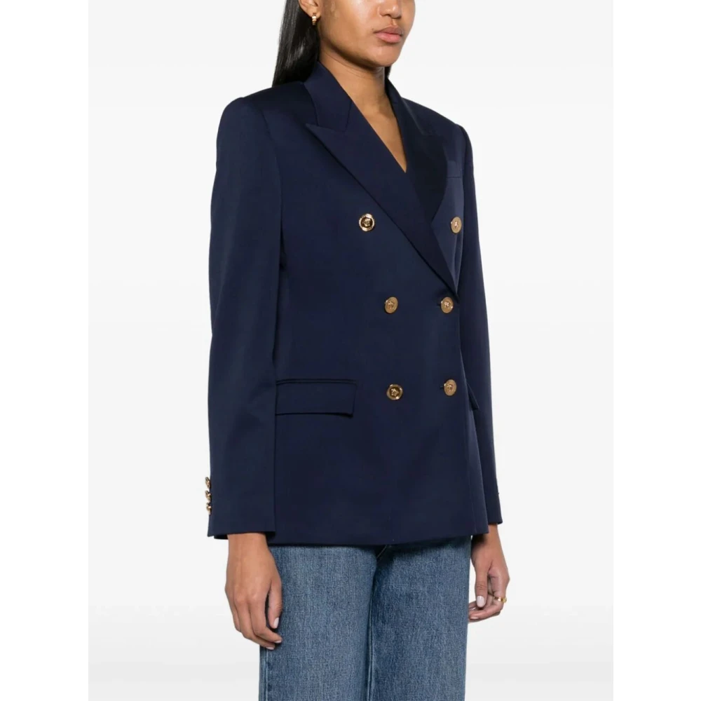 Versace Navy Blue Double-Breasted Blazer Blue Dames