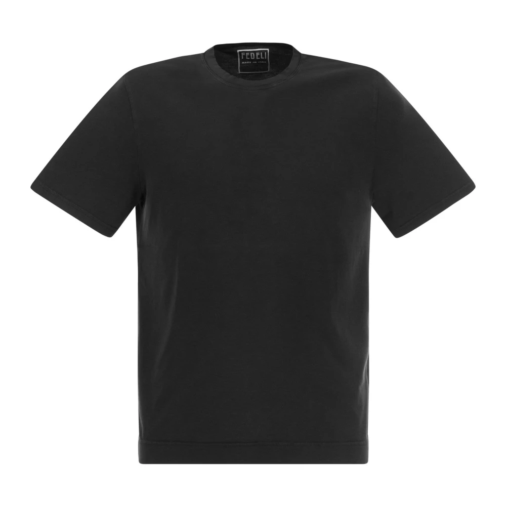 Fedeli Katoenen Crew Neck T-Shirt Black Heren
