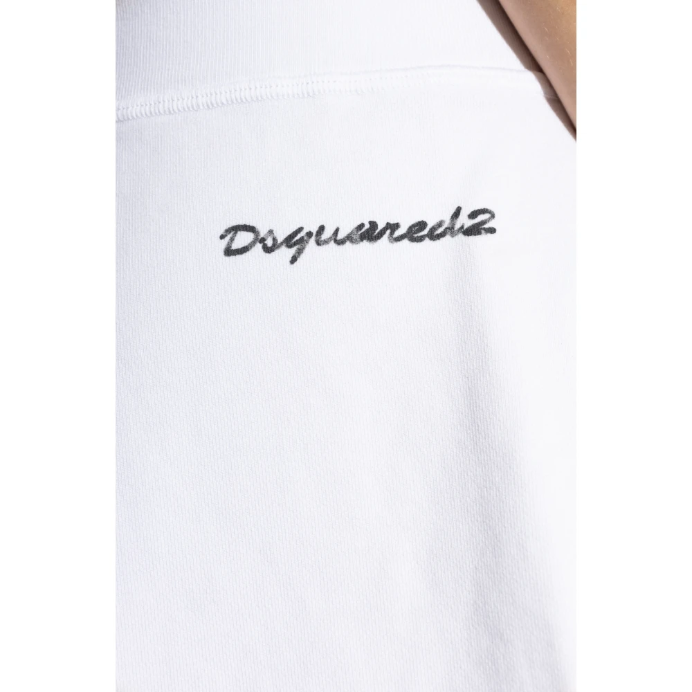 Dsquared2 Katoenen shorts met bedrukt logo White Dames
