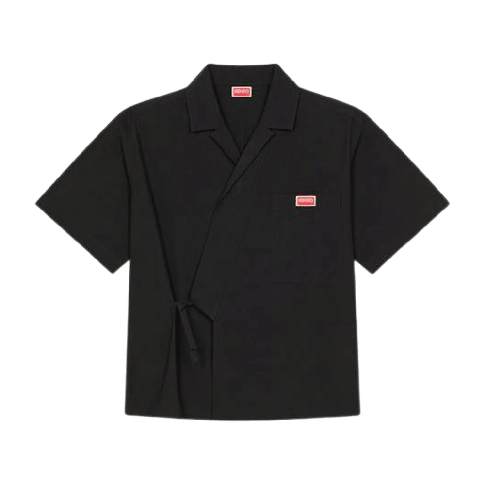 Kenzo Zwarte Hawaiian Kimono Shirt Black Heren