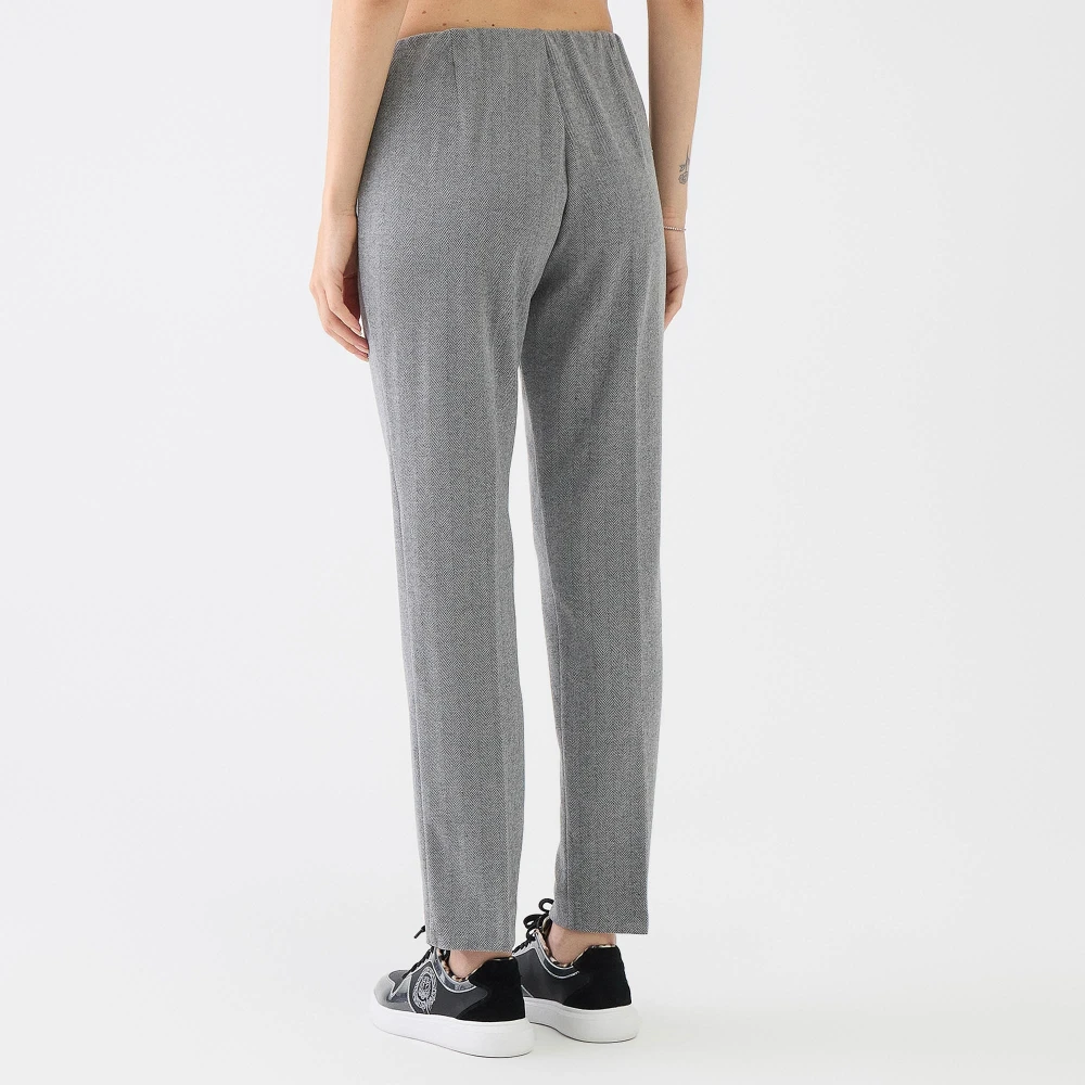 Le Tricot Perugia Grijze Sigarettenbroek Elastische Taille Gray Dames