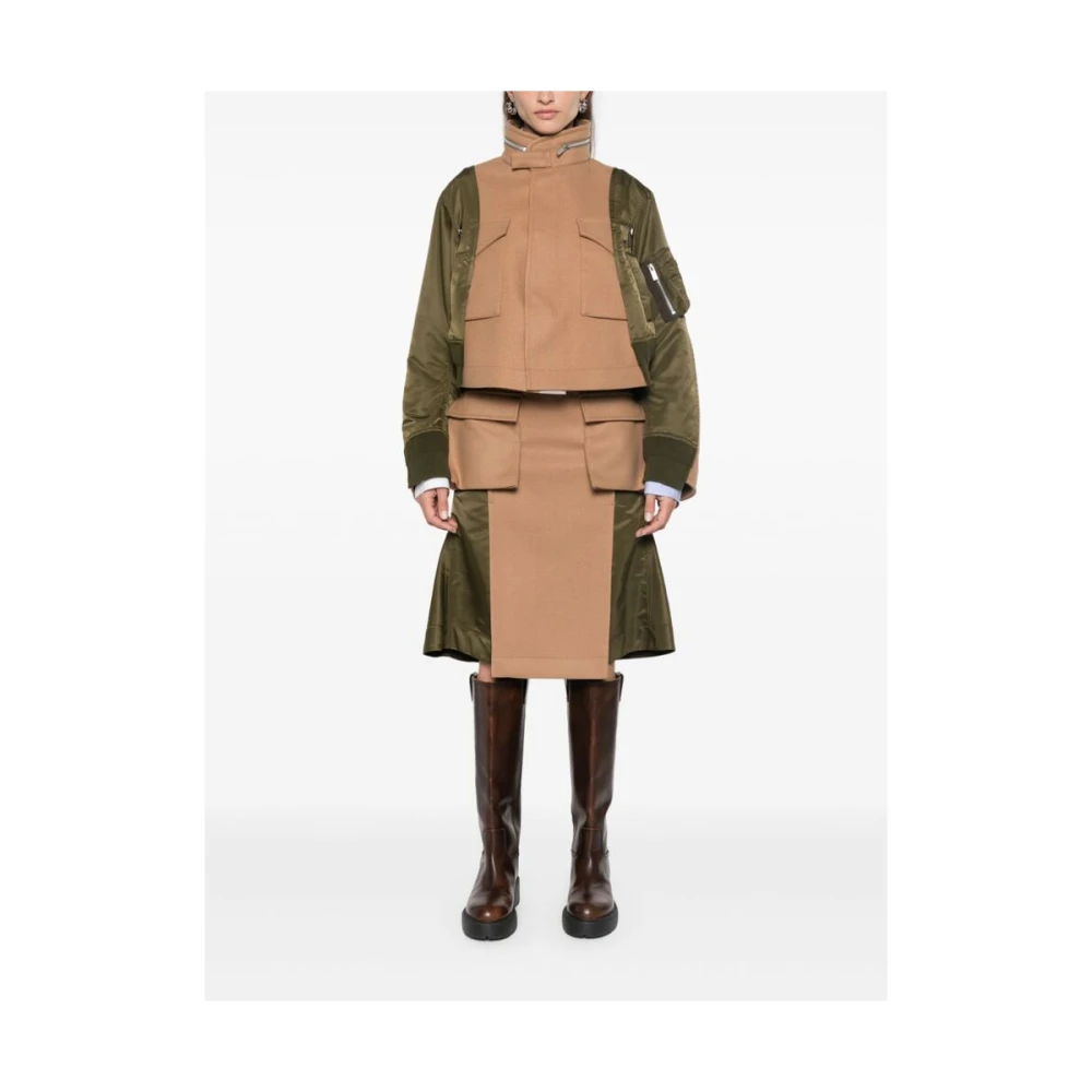 Sacai Gepaneelde Wollen Rok met Zakken Multicolor Dames
