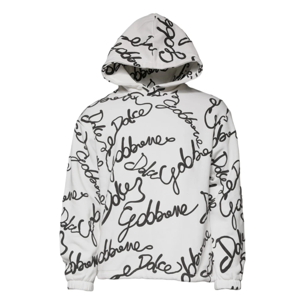 Dolce & Gabbana Men's White Logo Cotton Hooded Sweatshirt Jumper - Hoodies - Xs - Sweatshirts & Hoodies