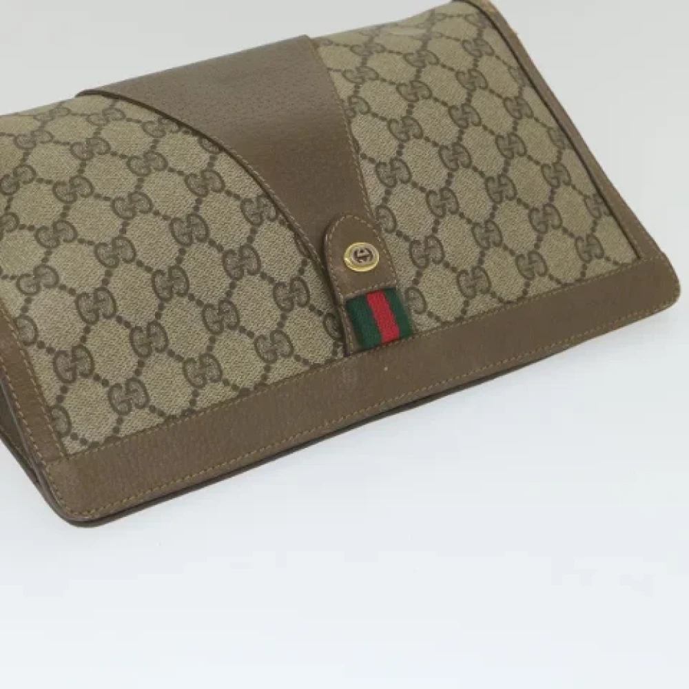Gucci Vintage Pre-owned Canvas clutches Beige Dames