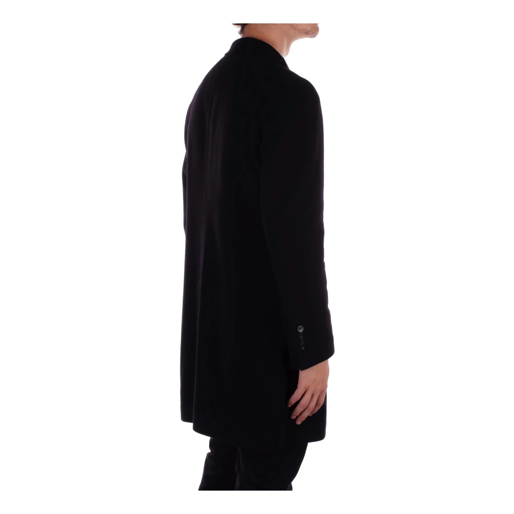 Tagliatore Zwarte Wol Kasjmier Jas Black Heren