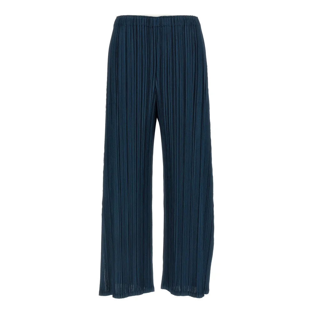 Issey Miyake Women's Blue Wide Trousers, 2XL, Mellow Pleats Wide Trousers