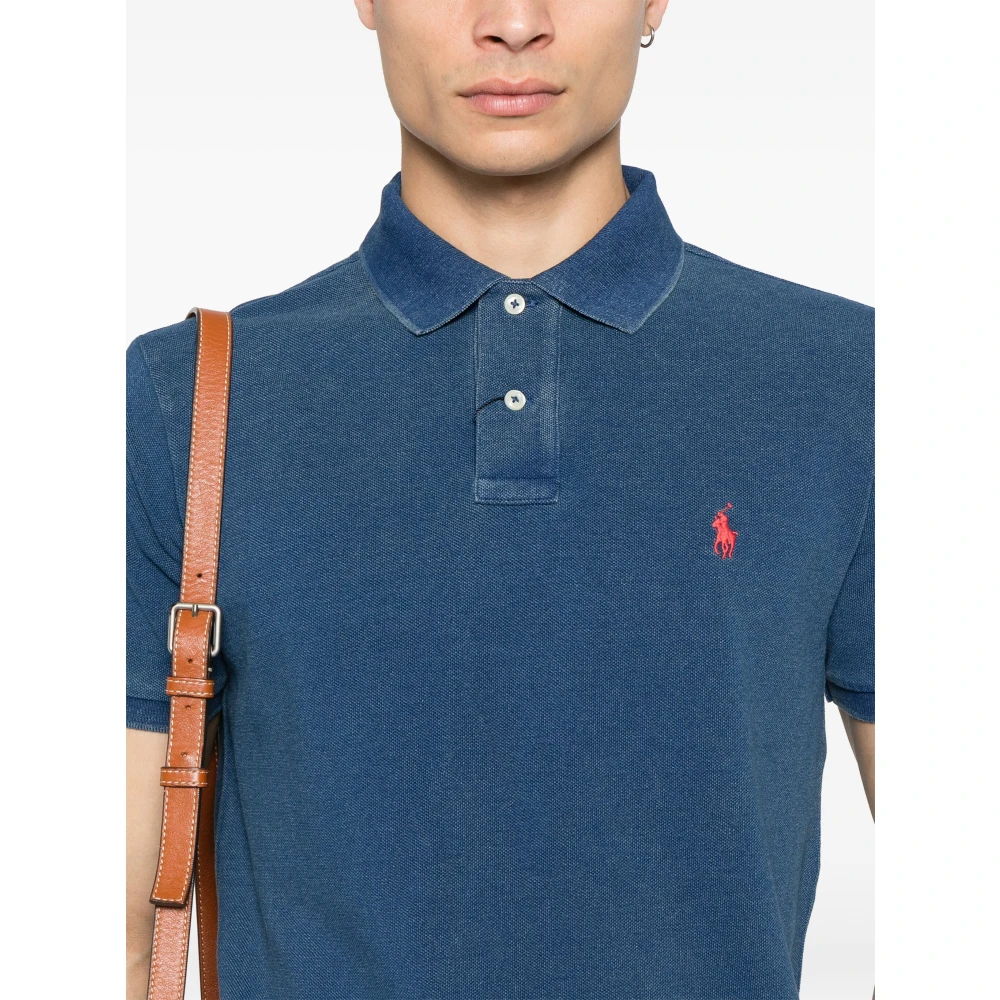 Polo Ralph Lauren Aangepaste Slim Fit Katoenen Polo Shirt Blue Heren