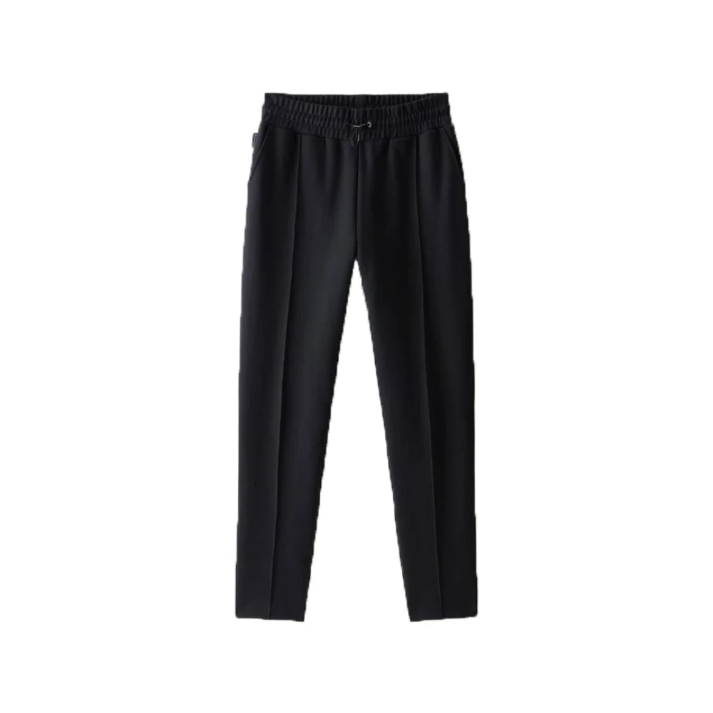 Woolrich Comfortabele zwarte broek met trekkoord in de taille Black Dames