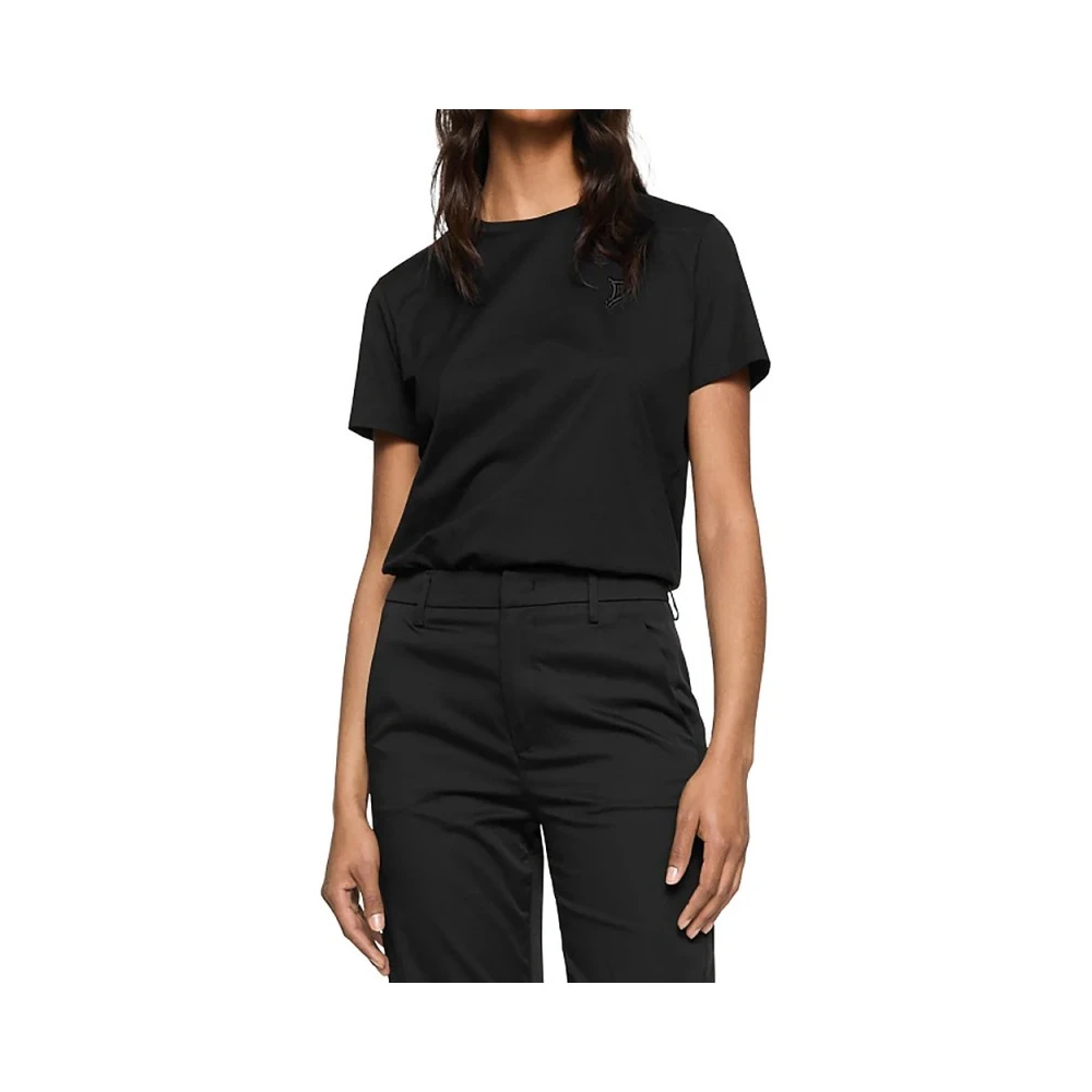 Dondup Zwarte Katoenen T-shirt met Geborduurd Logo Black Dames