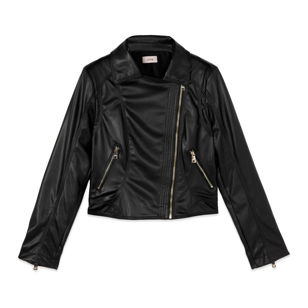 Oltre, Jassen , Dames, Zwart, L, Polyester, Cropped bikerjack