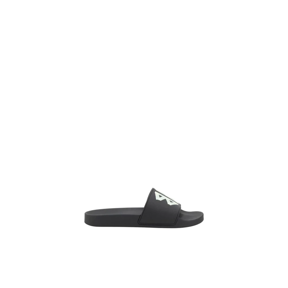 Balenciaga Iconische Logo Rubberen Slippers Black Heren