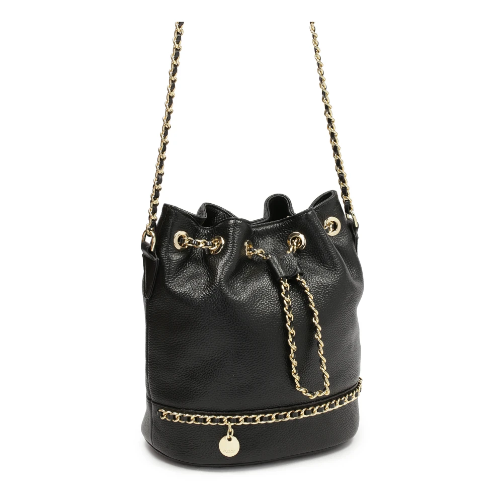 Kazar Leren tas handtas met gouden ketting Black Dames