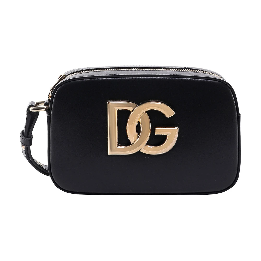 Dolce & Gabbana Leren schoudertas met logo Black Dames