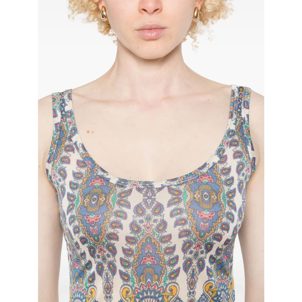 ETRO Chique Wit Grafische Print Top Multicolor Dames