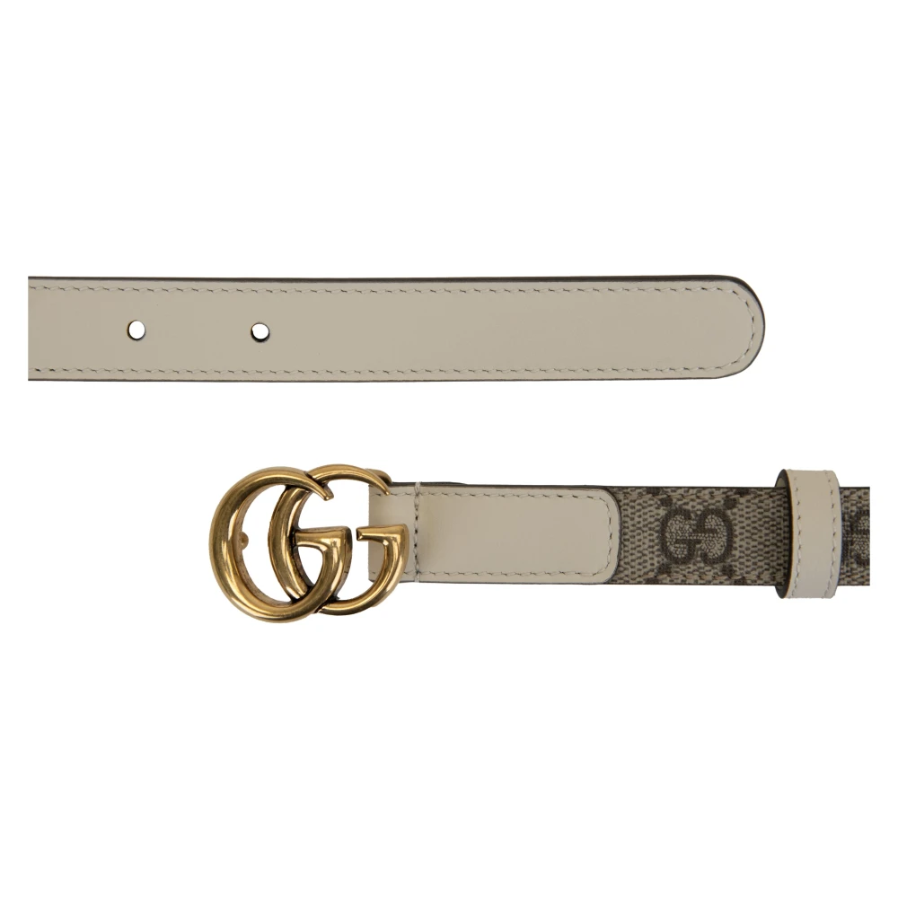 Gucci Leren Riem met GG Logo Beige Heren