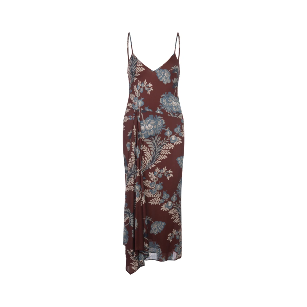 ETRO Bordeaux Bloemen Midi Jurk Paillet Applicatie Red Dames