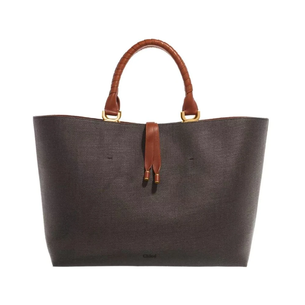 Chloé Vrouw Bruin Tassen Dames, One Size, Leer, Grijze Leren Tote Tas Shopper