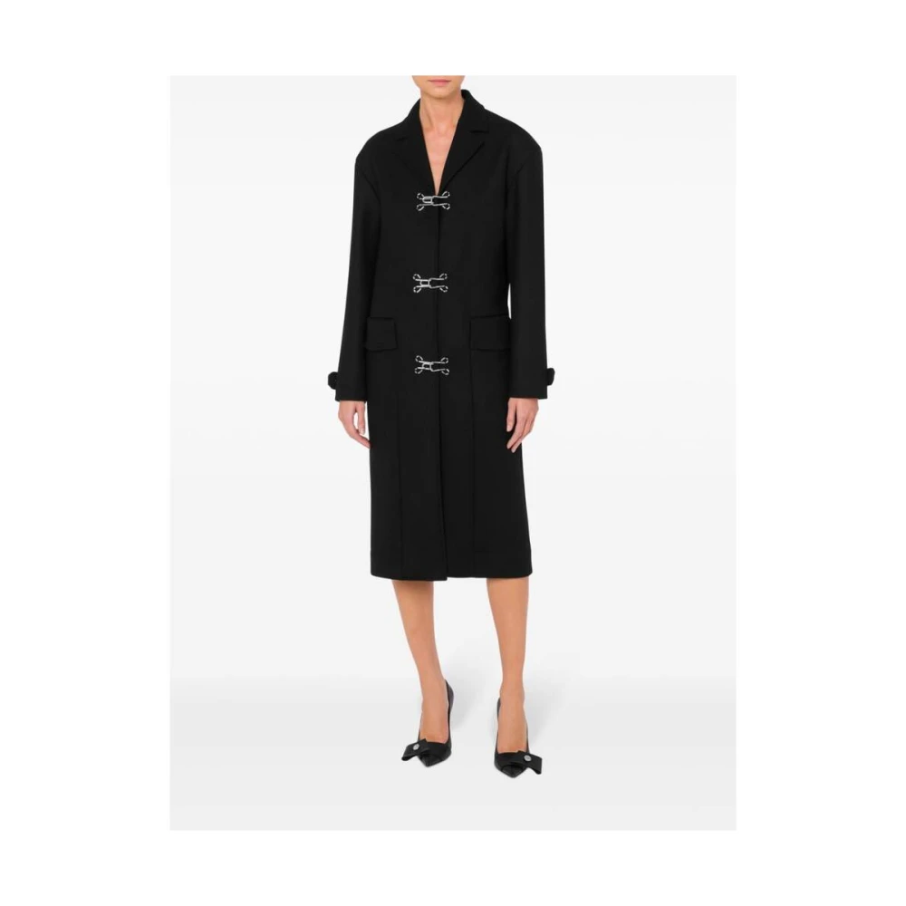Moschino Zwarte Wollen Toggle Jas Black Dames